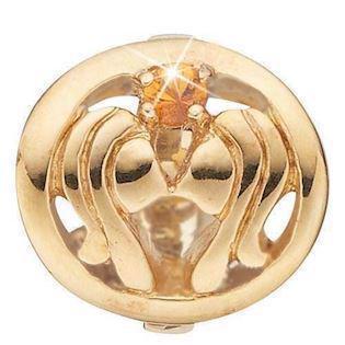 Christina Collect silver plated Gemini Zodiac with orange stone (May 21 - June 20)